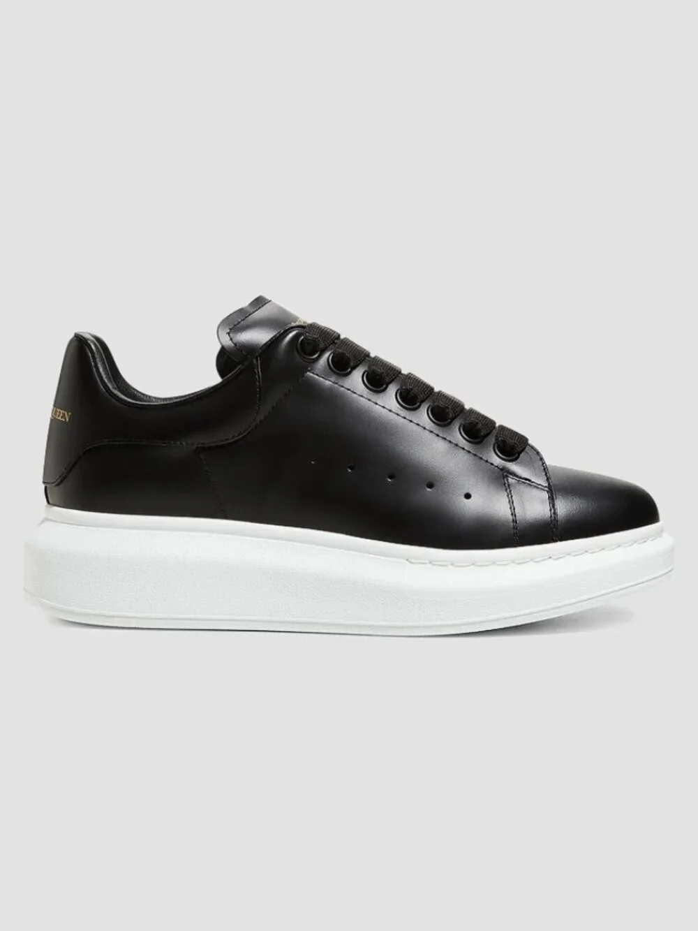 Alexander McQueen Oversized Leather Sneakers Embossed Logo Black 37 US 7